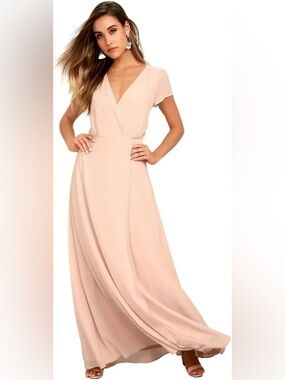 Lulu's Blush Pink V-Neck Maxi Dress